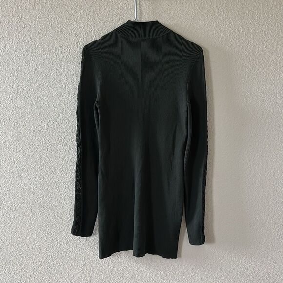 WHITE HOUSE BLACK MARKET Green Long Sleeve Ribbed Knit Dress size Medium - Picture 6 of 6